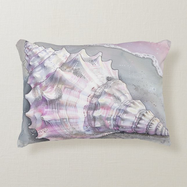 Delicate Soft Pastel Lilac Seashell Accent Kussen (Voorkant)