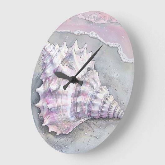 Delicate Soft Pastel Lilac Seashell Grote Klok (Hoek)