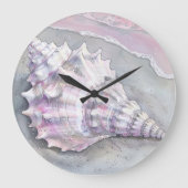 Delicate Soft Pastel Lilac Seashell Grote Klok (Voorkant)
