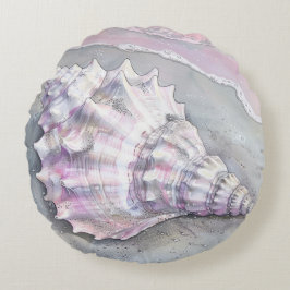 Delicate Soft Pastel Lilac Seashell Rond Kussen