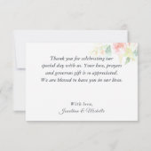 Delicate Soft Pink Flowers Greenery Wedding Bedankkaart (Achterkant)