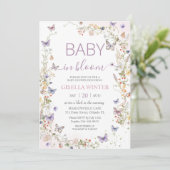 Delicate Soft Wildflower Butterflies Baby in Bloei Kaart (Staand voorkant)