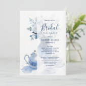 Delicate Sophisticated Blue Vintage Tea Set Kaart (Staand voorkant)