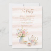 Delicate Sophisticated Pink Vintage Tea Set Kaart (Voorkant)