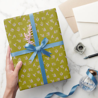 Delicate ‘Sprigs’ wrapping paper in olive green Cadeaupapier
