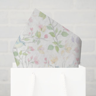Delicate Spring Bird Custom - Floral Wrapping Tissuepapier