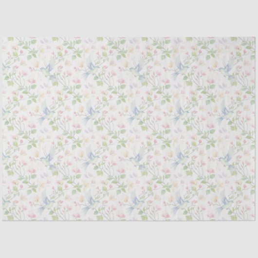 Delicate Spring Bird Custom - Floral Wrapping Tissuepapier (Voorkant)