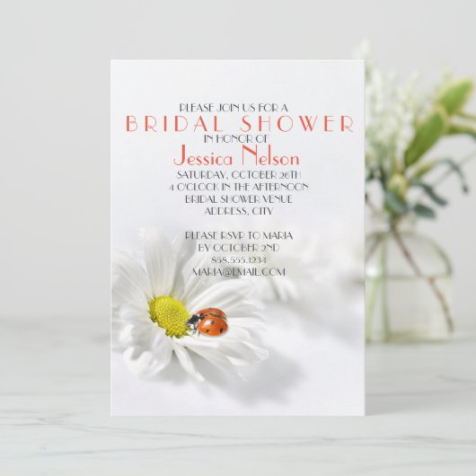 Delicate Spring Daisy Ladybug Vrijgezellenfeest Kaart (Staand voorkant)