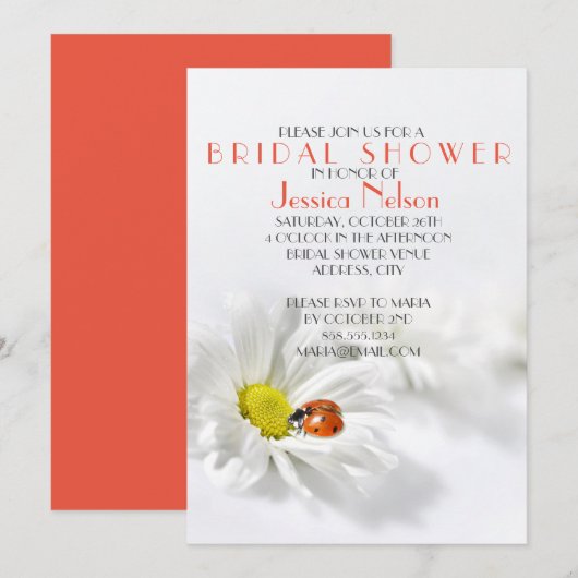 Delicate Spring Daisy Ladybug Vrijgezellenfeest Kaart (Voorkant / Achterkant)