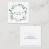 Delicate Spring Floral Wreath Monogram Vierkante Visitekaartje (Voorkant / Achterkant)