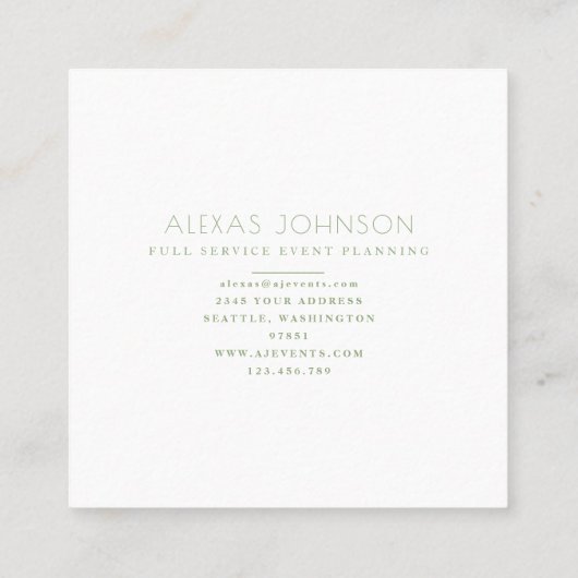 Delicate Spring floral Wreath roze en Green Vierkante Visitekaartje (Achterkant)