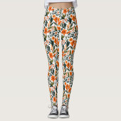 Delicate Spring Flowers Orange Floral Pattern  Leggings (Voorkant)