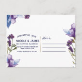Delicate Spring Flowers Paarse Save the Date Aankondigingskaart (Achterkant)