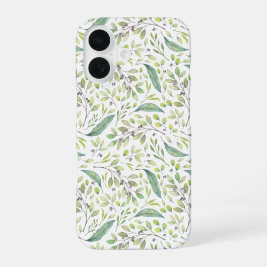 Delicate Spring Green Botanical Patroon iPhone 16 Hoesje (Achterkant)