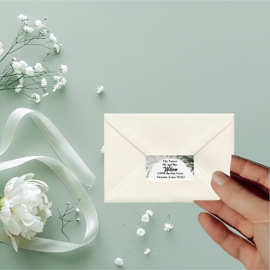 Delicate Spring Leaves Encirling Return Address Etiket