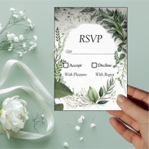 Delicate Spring Leaves Encirling Weddin RSVP-kaart
