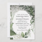 Delicate Spring Leaves Encirting Wedding Kaart (Voorkant)