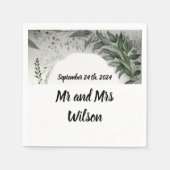 Delicate Spring Leaves Wedding Cocktail Napkins Servet (Voorkant)