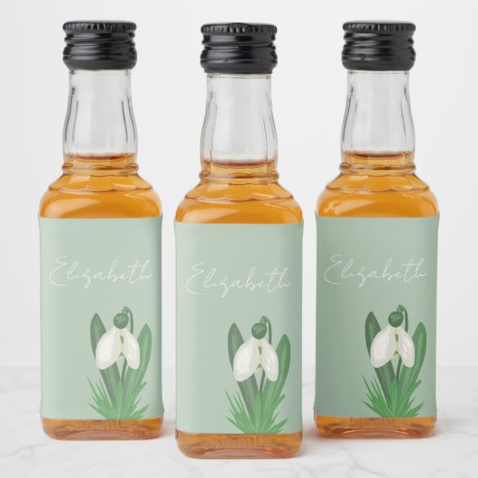 Delicate Spring Snowdrop Flower  Likeurfles Etiket (Flessen)