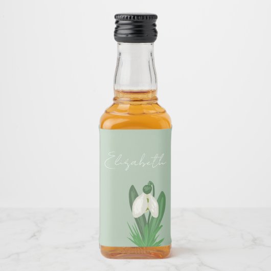 Delicate Spring Snowdrop Flower  Likeurfles Etiket (Voorkant)