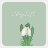 Delicate Spring Snowdrop Flower Vierkante Sticker (Voorkant)