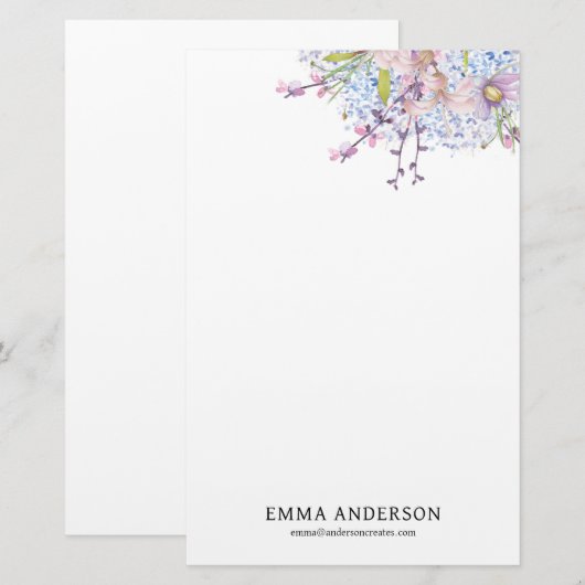 Delicate Spring Wildflower Briefpapier (Voorkant / Achterkant)