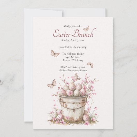 Delicate Springtime Pastel Paasbrunch Kaart (Voorkant)
