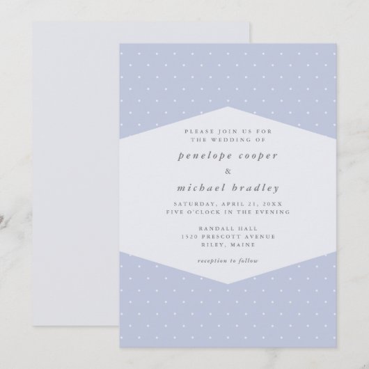 Delicate Stippen  Blue Wedding Kaart (Voorkant / Achterkant)