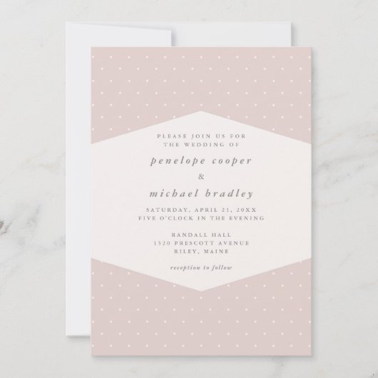 Delicate Stippen Blush Roze bruiloft Kaart (Voorkant)