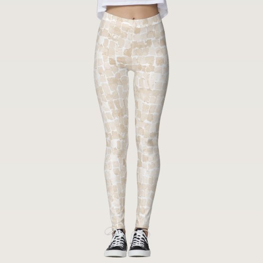 Delicate Stone White Mosiac Print Leggings (Voorkant)