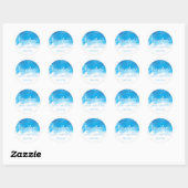 Delicate Sweet 16 Zomerblauwe Waterverf Ronde Sticker (Vel)
