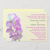 Delicate Sweet Pea Wedding Invitation Kaart (Voorkant / Achterkant)