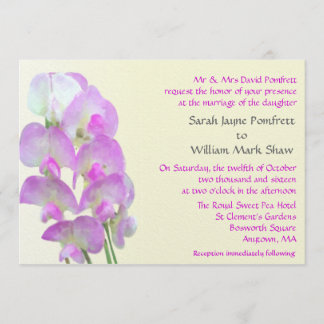 Delicate Sweet Pea Wedding Invitation Kaart