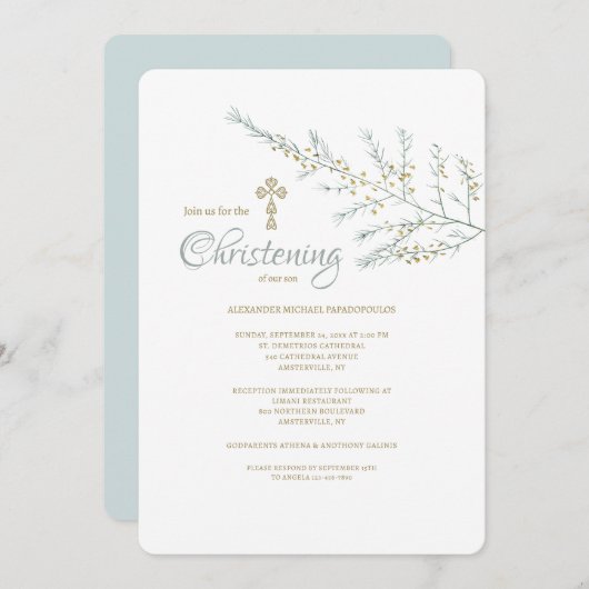 Delicate tak religieuze uitnodiging (Voorkant / Achterkant)