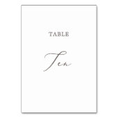 Delicate Taupe Calligraphy Tafel Tien Tafelnummer (Achterkant)