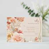 Delicate terracotta blush salie floral rsvp kaart (Staand voorkant)