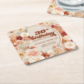 Delicate terracotta blush tan sage 30e verjaardag kartonnen onderzetters (Schuin)