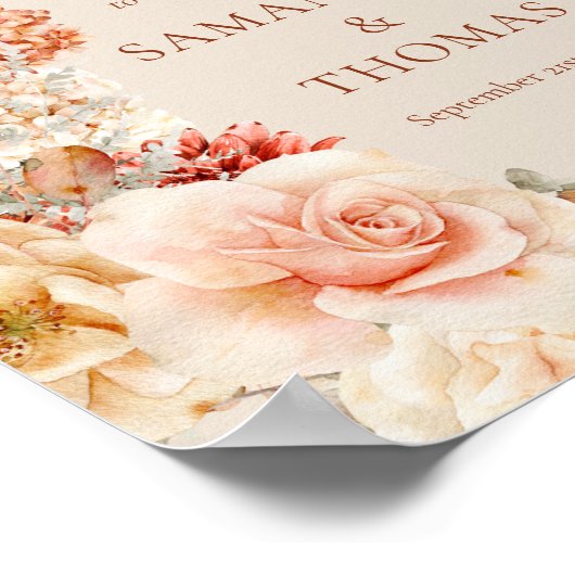 Delicate terracotta blush tan sage bruiloft welkom poster (Hoek)
