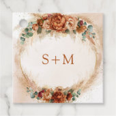 Delicate terracotta bordeauxrode salie bloemeninit bedankjes labels (Voorkant)