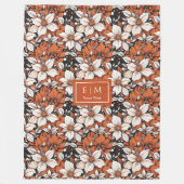 Delicate terracotta en witte bloemen op maat fleece deken (Voorkant)