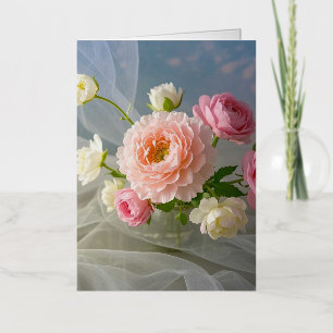 Delicate Tijdloze Elegante Roze Bloemen Folie Wenskaart