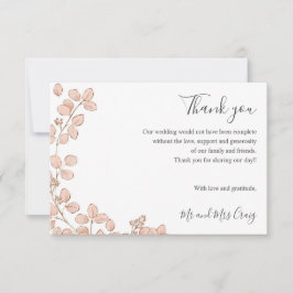 Delicate Tiny Pink bladeren groen Bruiloft dank u Bedankkaart