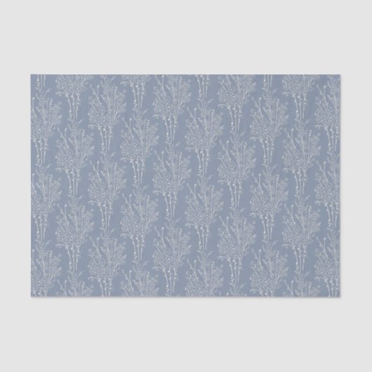 Delicate Tossed Floral Silhouette | Faded Blue Tissuepapier (Voorkant)