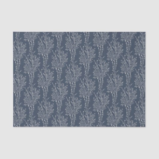 Delicate Tossed Floral Silhouette | Inky Navy Tissuepapier (Voorkant)