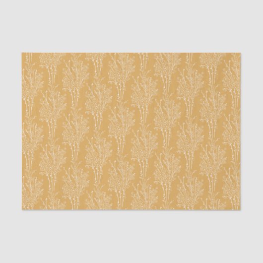 Delicate Tossed Floral Silhouette | Muted Ochre Tissuepapier (Voorkant)