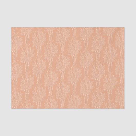 Delicate Tossed Floral Silhouette | Soft Apricot  Tissuepapier (Voorkant)