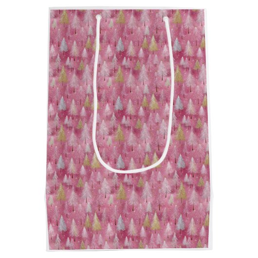 Delicate Tree Motief op Blush Achtergrond Medium Cadeauzakje (Achterkant)