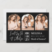 Delicate Trendy Photo Collage Bridesmaid Voorstel Kaart (Voorkant)