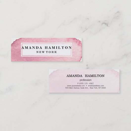 Delicate trendy Roze Waterverf wassen professional Mini Visitekaartje (Voorkant / Achterkant)