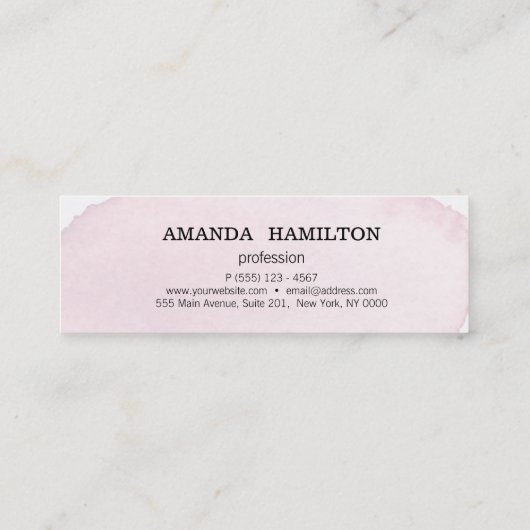 Delicate trendy Roze Waterverf wassen professional Mini Visitekaartje (Achterkant)